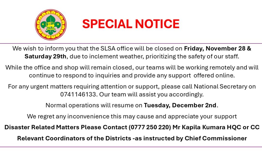 SPECIAL NOTICE