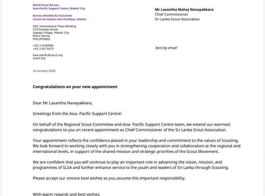 Warm congratulations from the Asia-Pacific Support Center